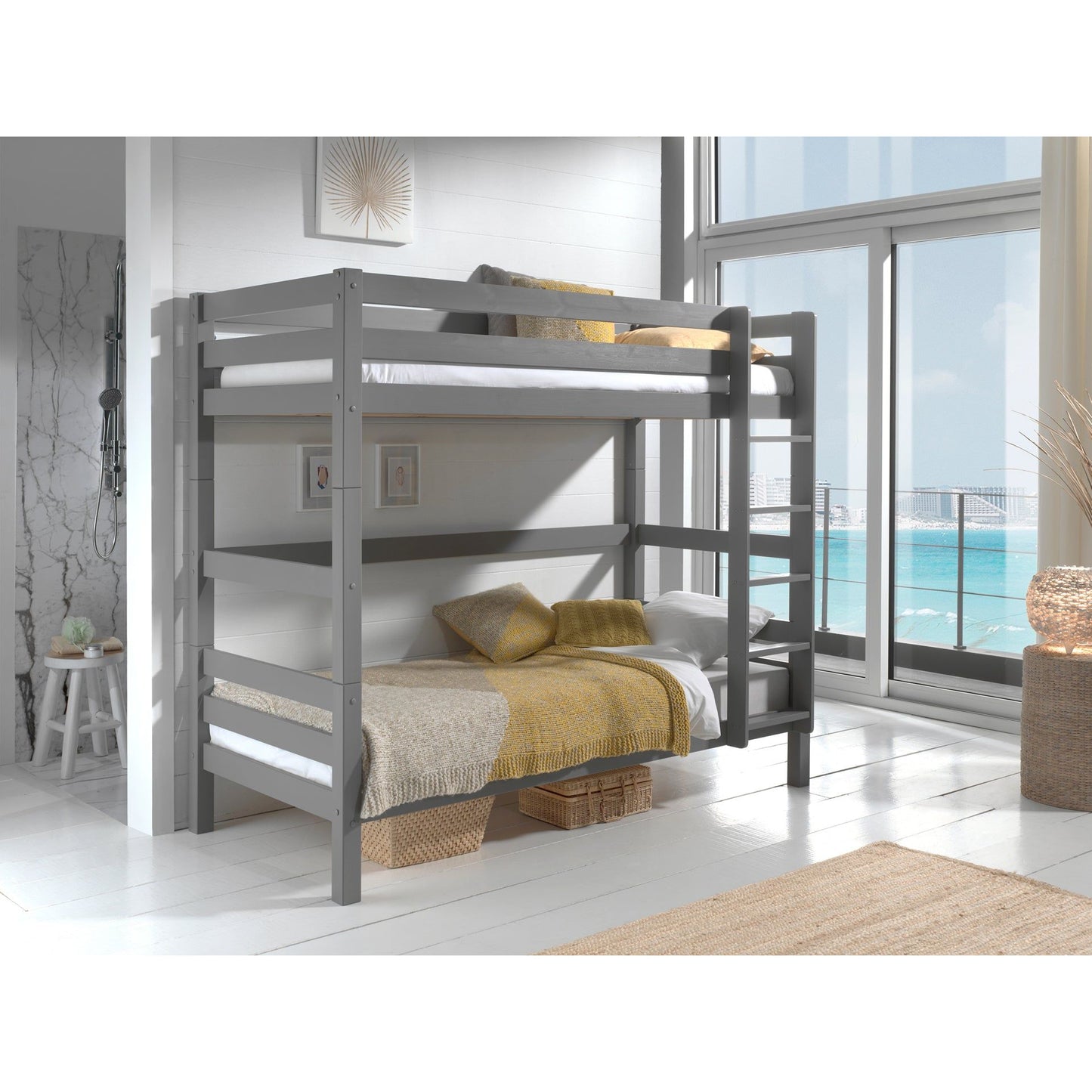 VIPACK PINO high bunk bed 90 X 200cm grey