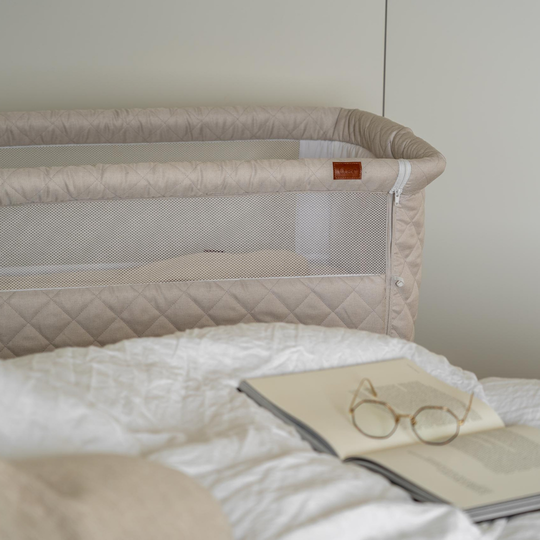 Quax Co-Sleeper Side by Side Natural Quilted Clay