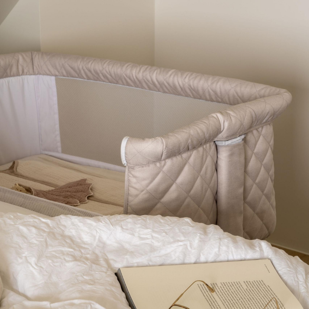 Quax Co-Sleeper Side by Side Natural Quilted Clay