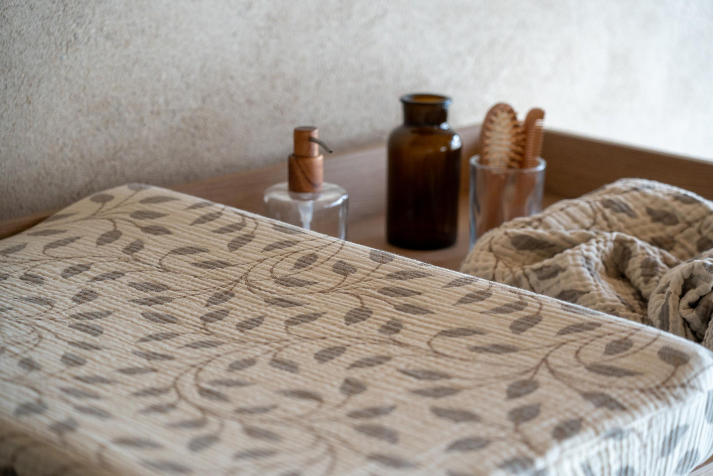 Quax Muslin Changing Pad Cover Natural Collection Leaf
