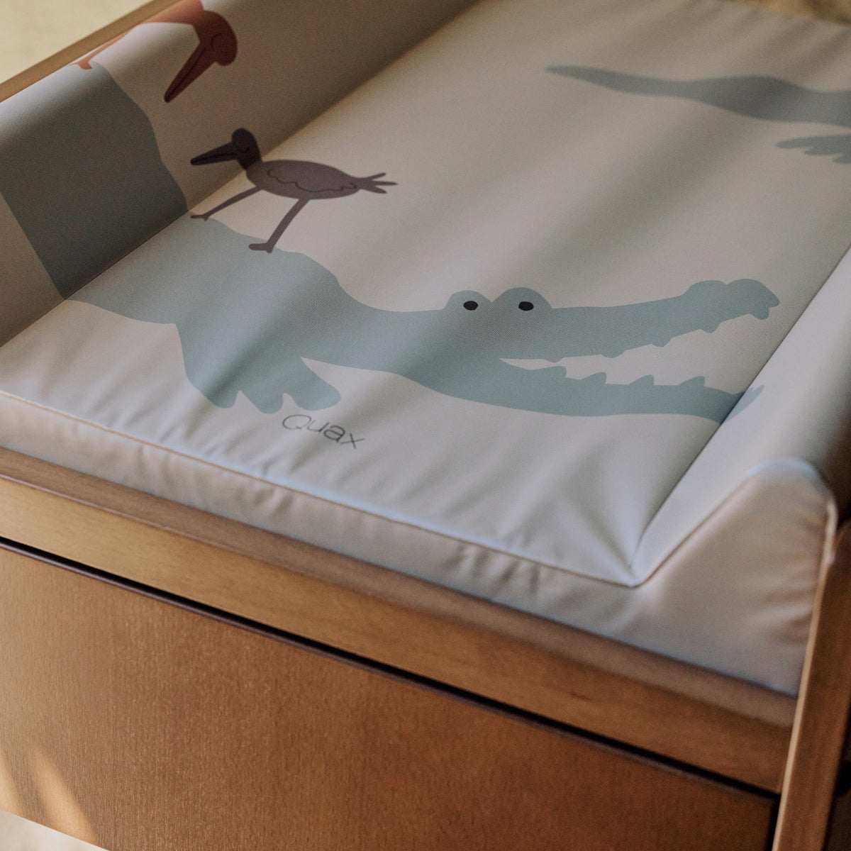 Quax Croco wedge changing mat 70x50cm with raised sides on quax mori changing table