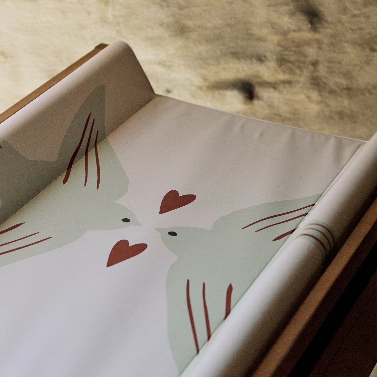 Quax Love Bird wedge baby changing mat on 70x50cm quax mori changing table