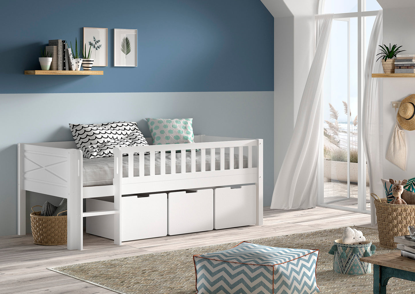 VIPACK SCOTT European single mid sleeper low 90 X 200 cm white