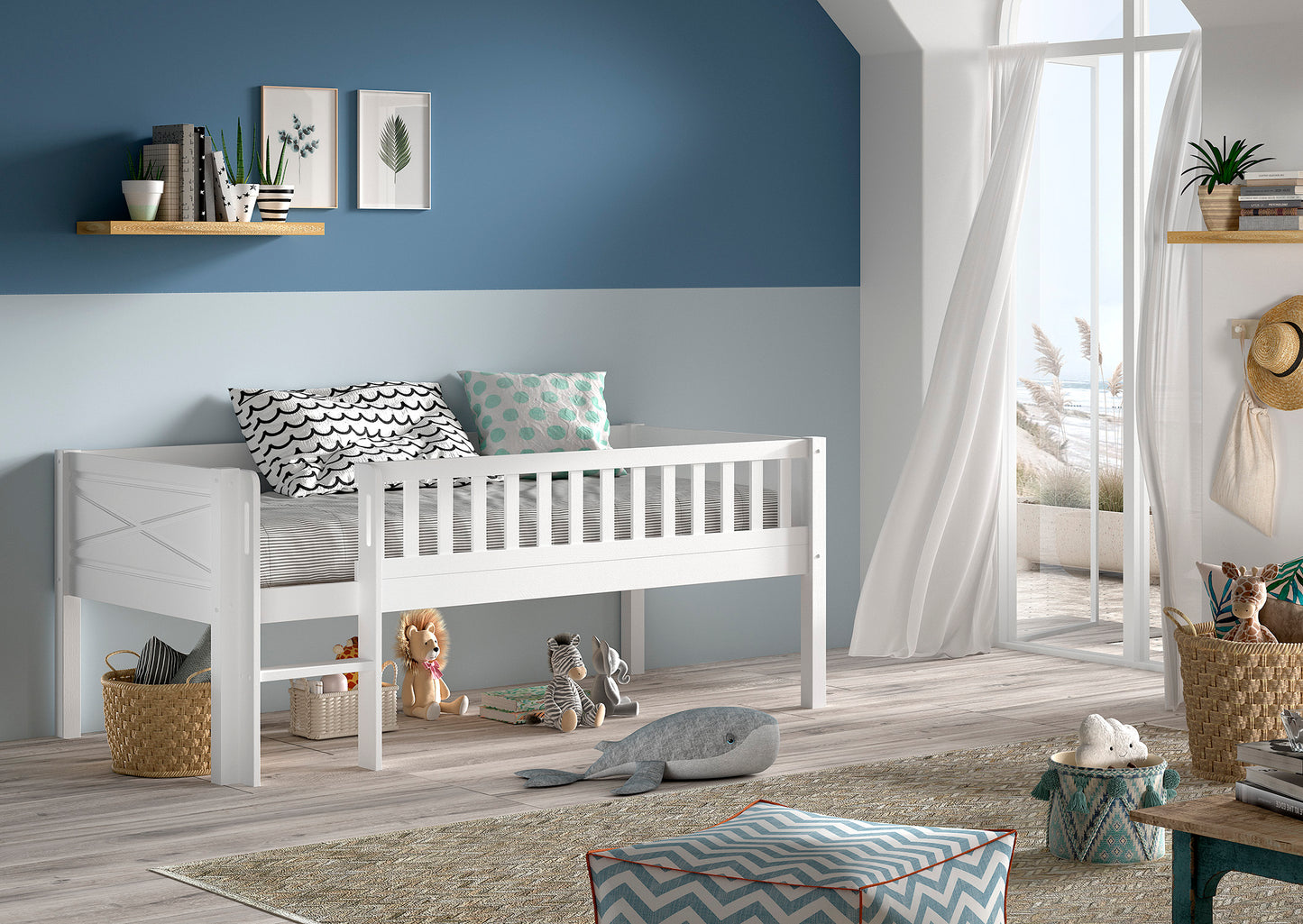 VIPACK SCOTT European single mid sleeper low 90 X 200 cm white