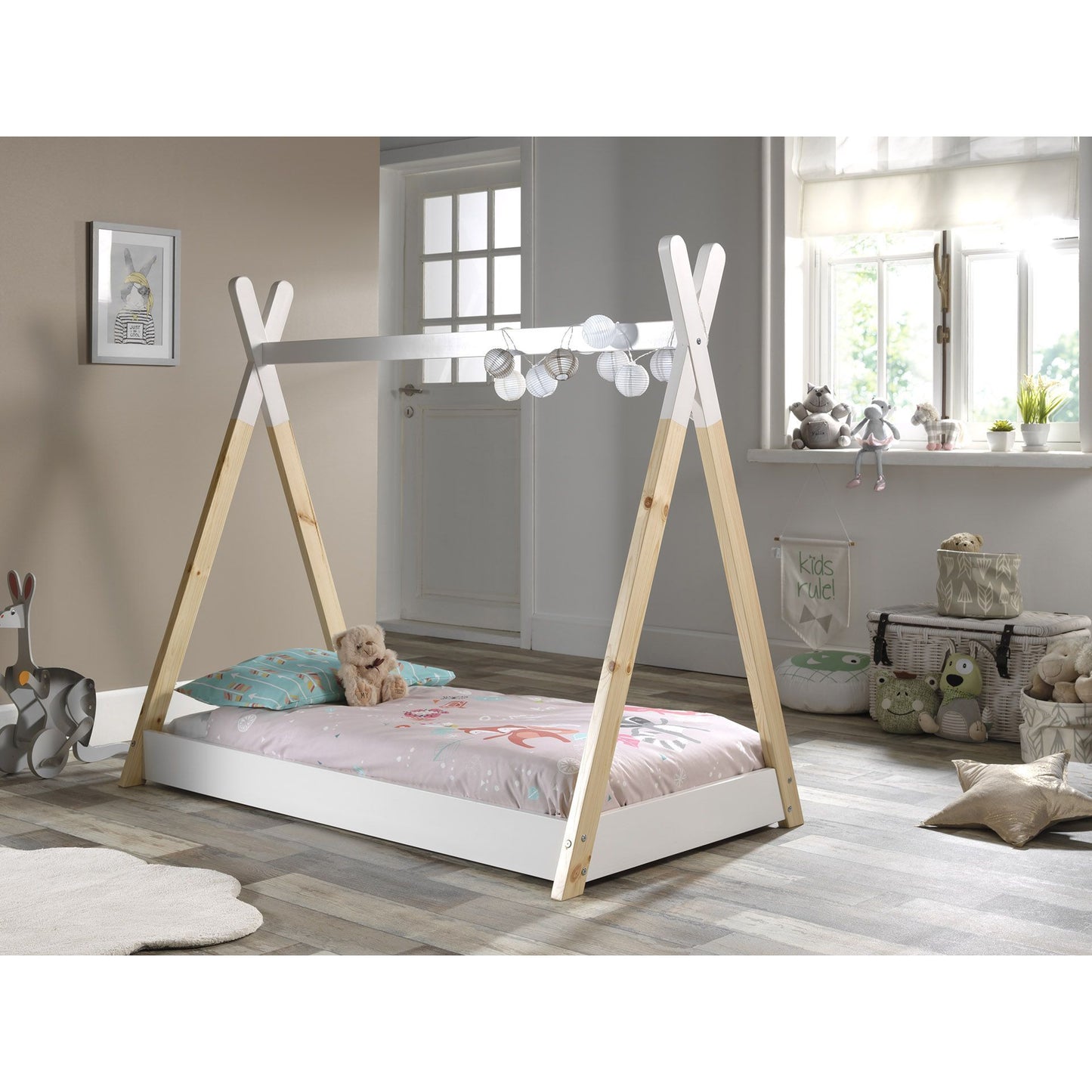 VIPACK JAXX TIPI toddler tent bed 140 x 70cm white & natural