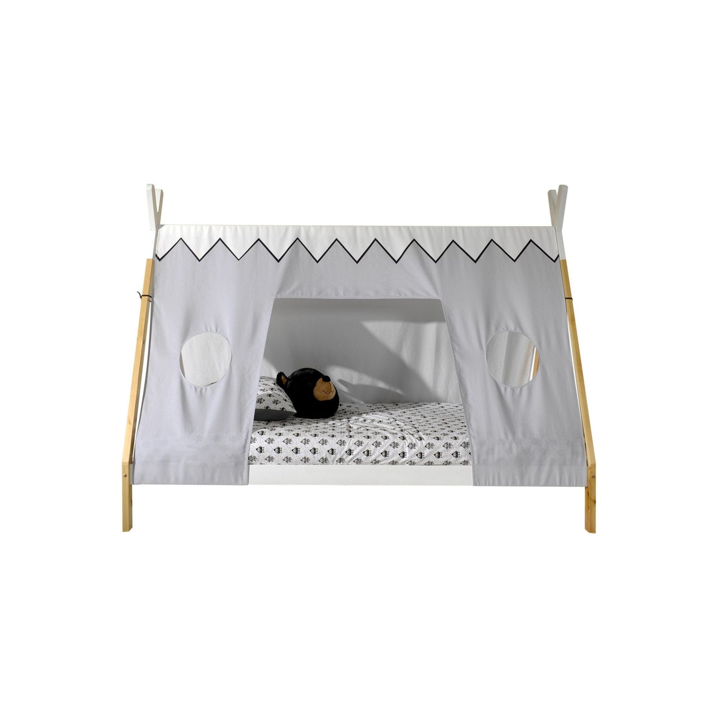 VIPACK TIPI European raised single tent bed 90 X 200cm white with cover