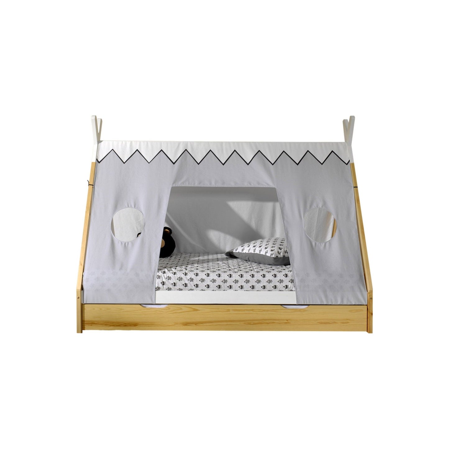 VIPACK TIPI European raised single tent bed 90 X 200cm white with cover and storage drawer