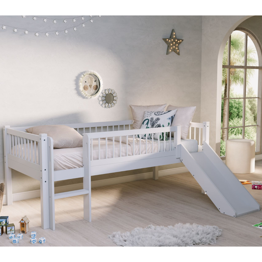 VIPACK FORREST European single mid sleeper low with slide 90 X 200 cm white
