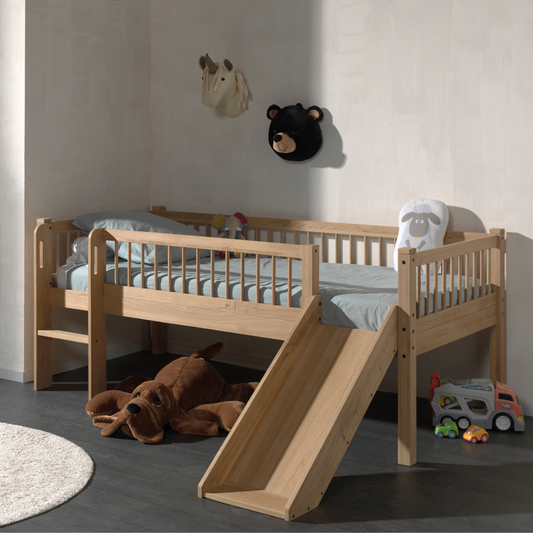 VIPACK FORREST European single mid sleeper low with slide 90 X 200 cm oak