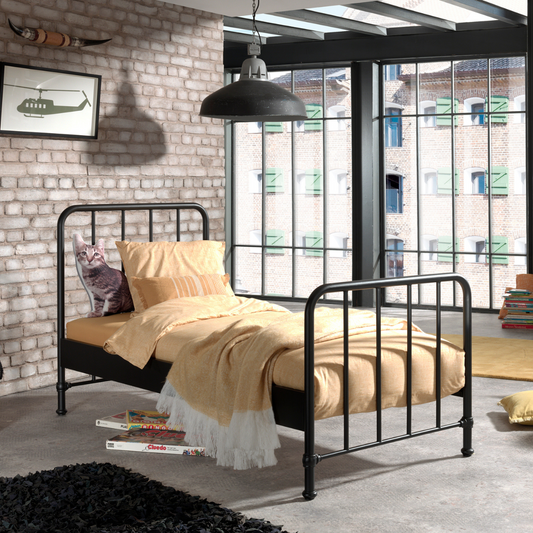 VIPACK BRONXX European single bed 90 X 200cm black