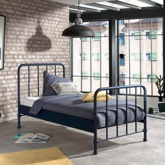 VIPACK BRONXX European single bed 90 X 200cm blue denim
