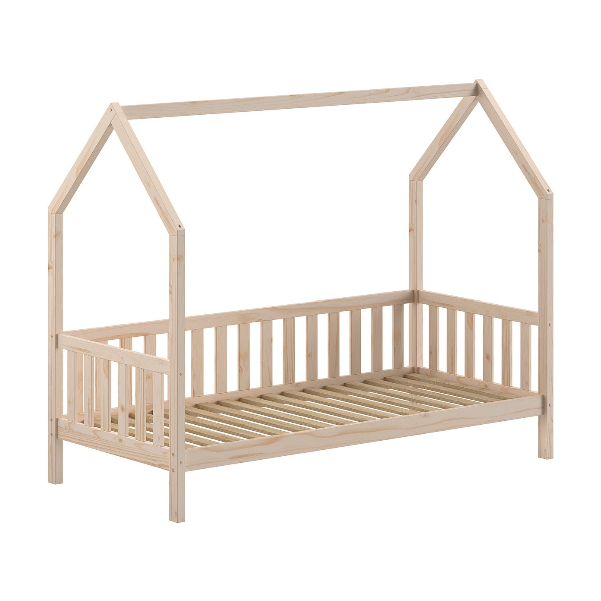 VIPACK Cabane Kids House Bed with Guard Rails – Natural