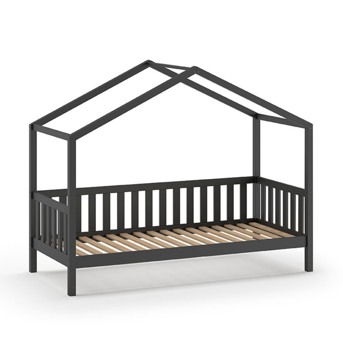 VIPACK DALLAS European single house bed 90 X 200cm with fence anthracite