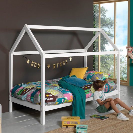 VIPACK DALLAS European single house bed 90 X 200cm without fence white