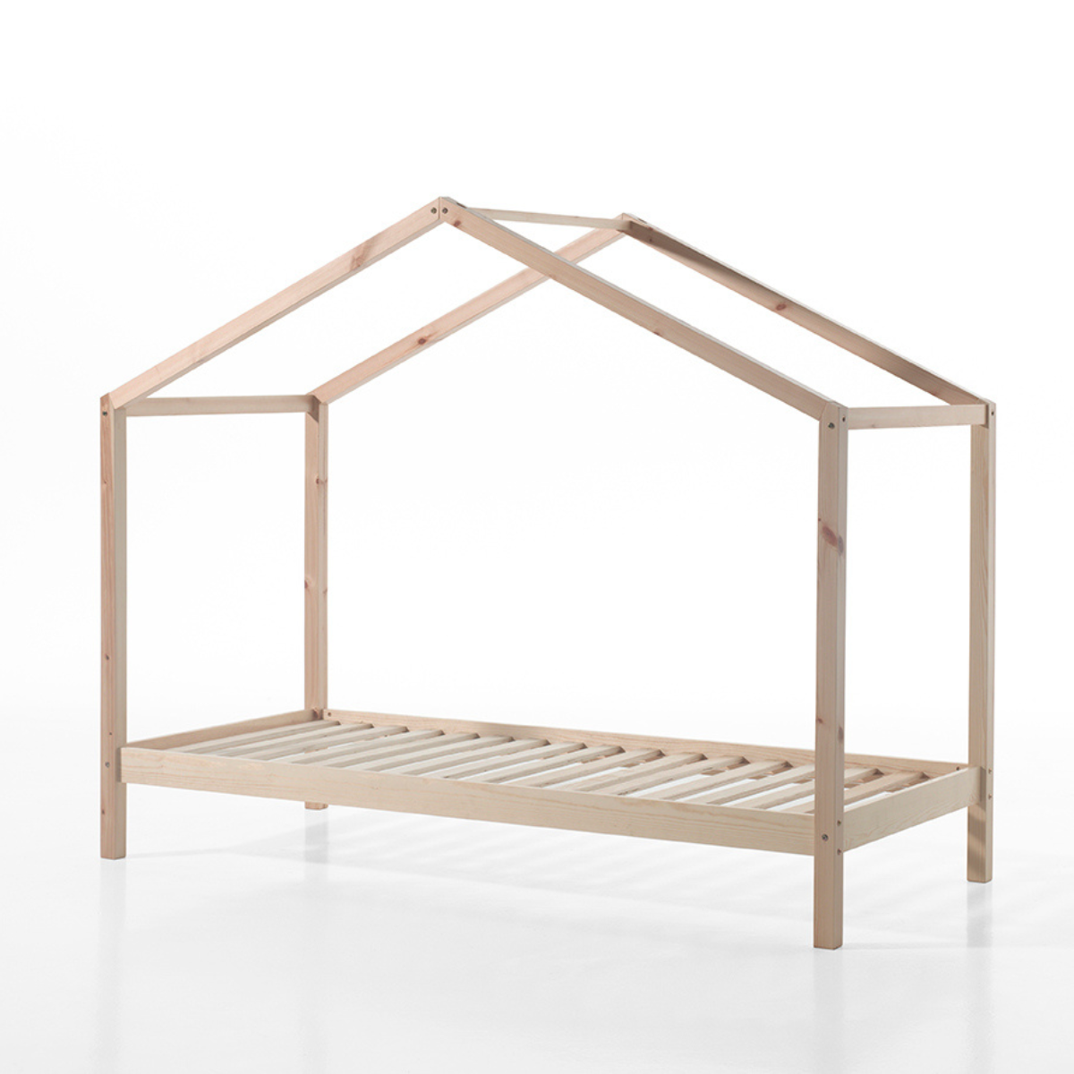 VIPACK DALLAS European single house shaped day bed 90 X 200cm without fence natural