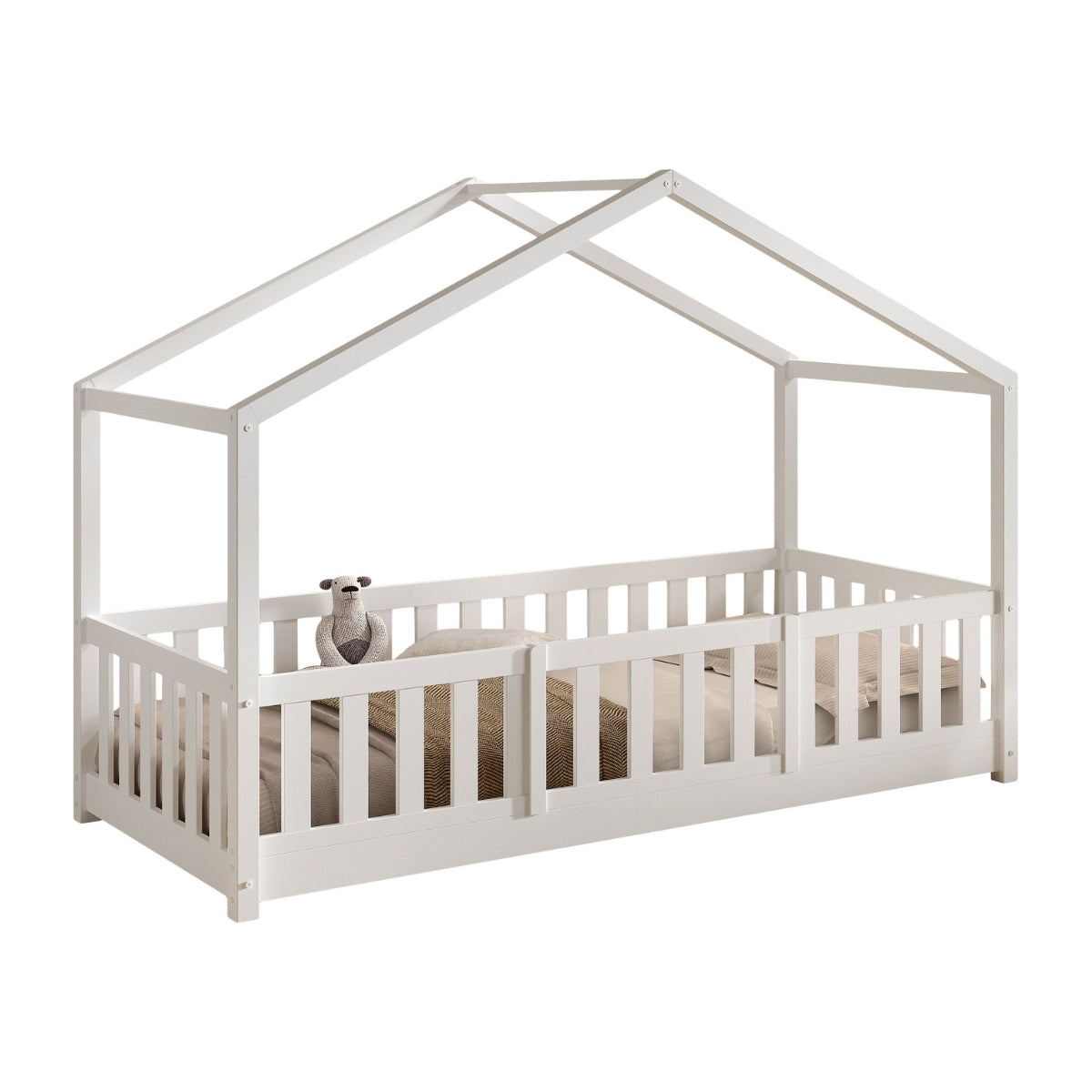 VIPACK DALLAS Toddler House Bed inc Bed Guard White 90 x 200cm