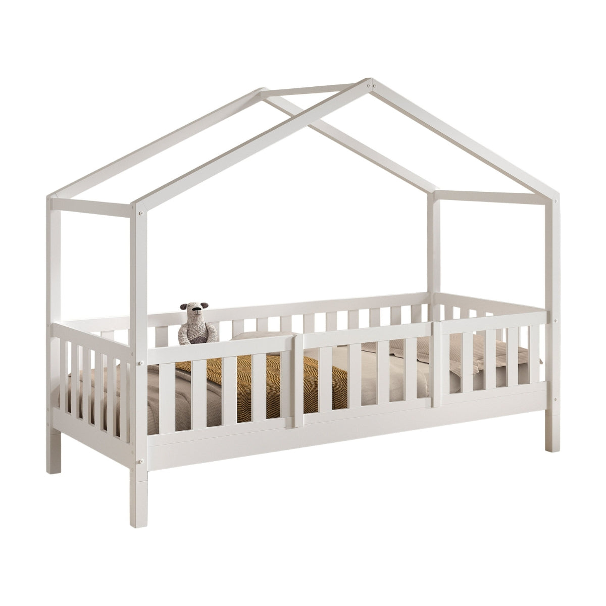 VIPACK DALLAS Toddler House Bed inc Bed Guard White 90 x 200cm