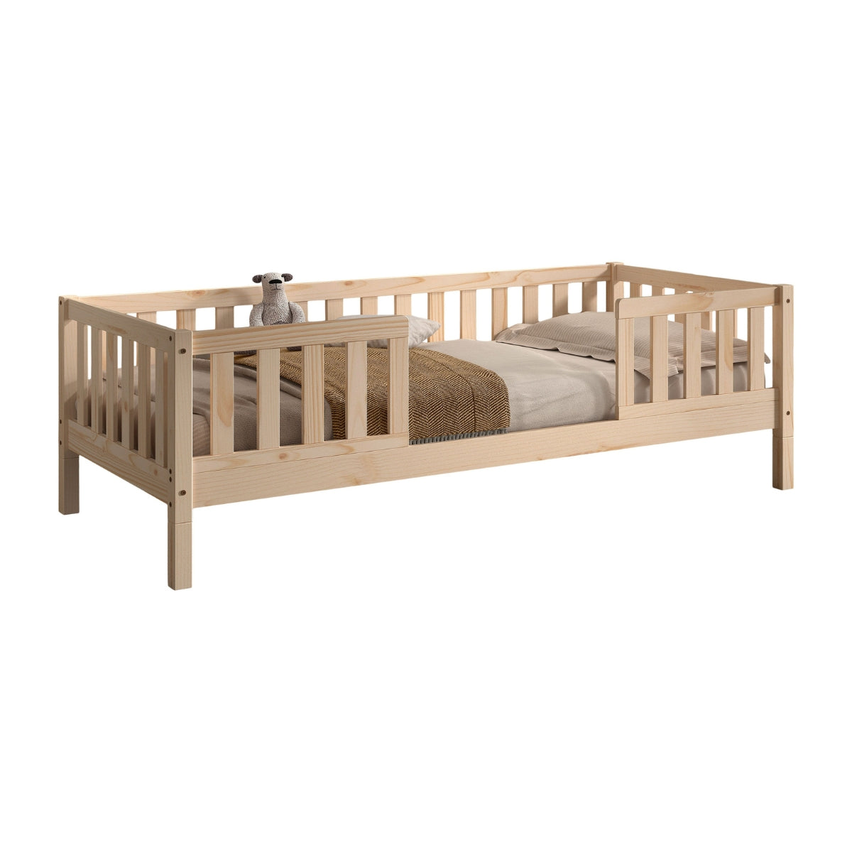 VIPACK DALLAS Toddler Floor Bed inc Bed Guard Natural 90 x 200cm