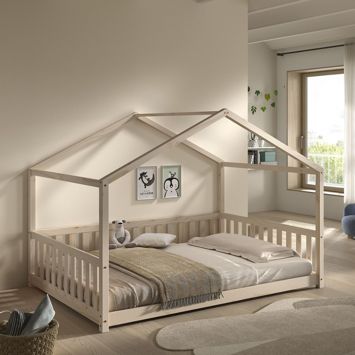 VIPACK DALLAS House Bed Natural 140 x 200cm