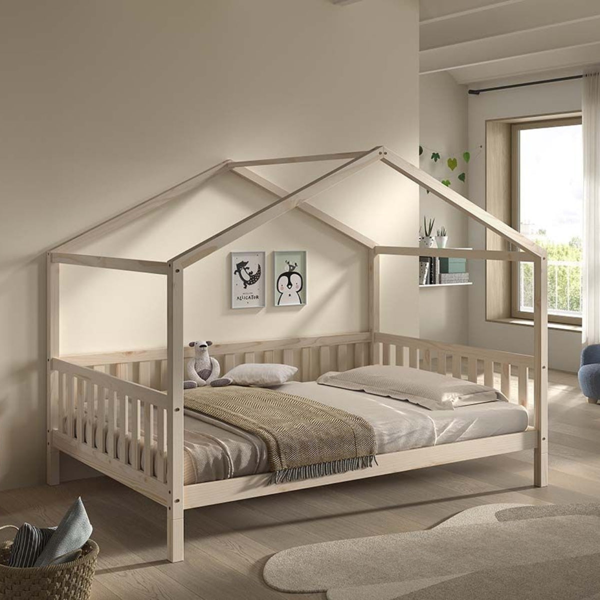 VIPACK DALLAS House Bed Natural 140 x 200cm