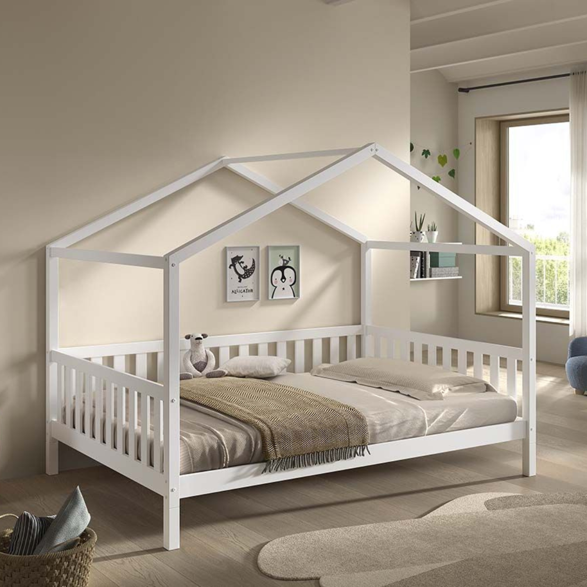 VIPACK DALLAS Toddler House Bed White 140 x 200cm