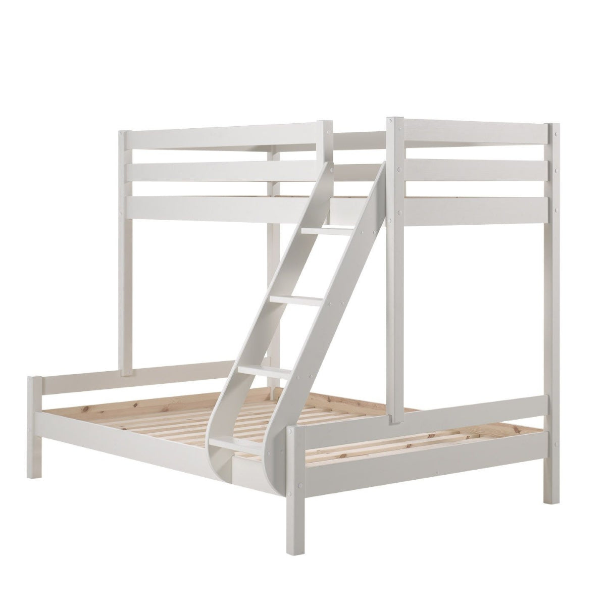 VIPACK PINO triple sleeper bunk bed in white without mattresses on white background