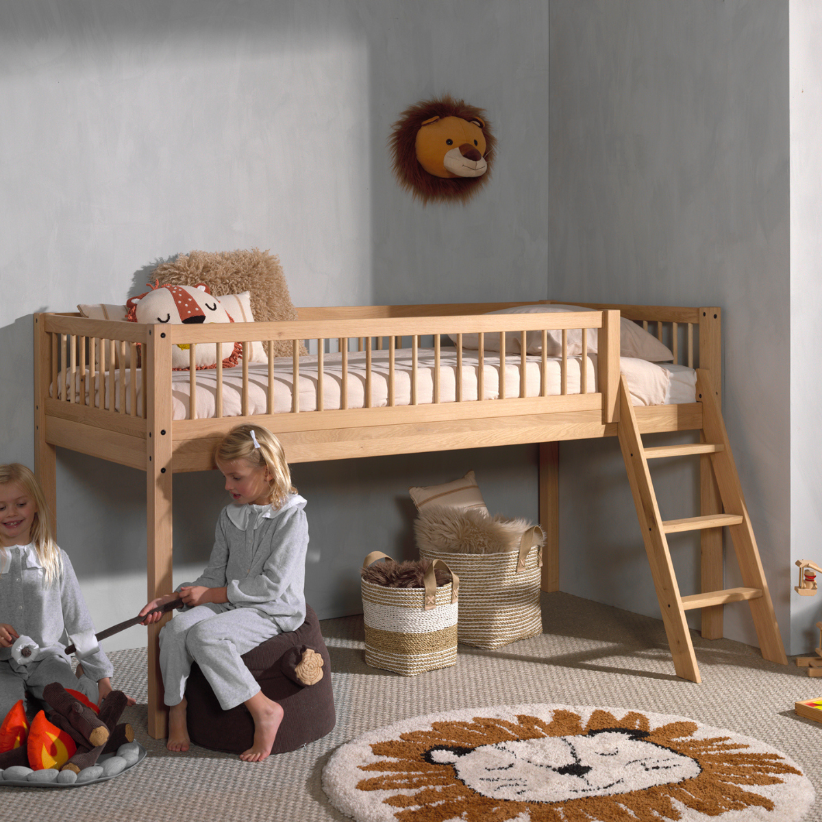 VIPACK FORREST European single mid sleeper 90 x 200 cm oak