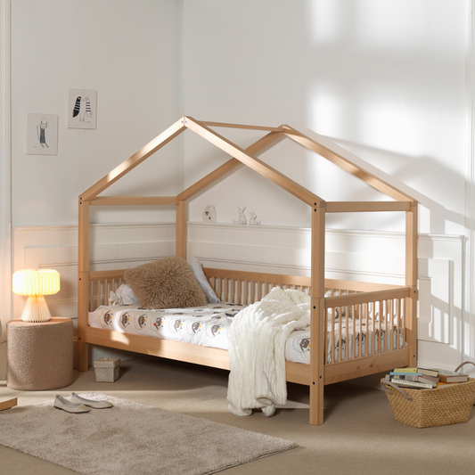 VIPACK FORREST European single house bed 90 x 200cm natural