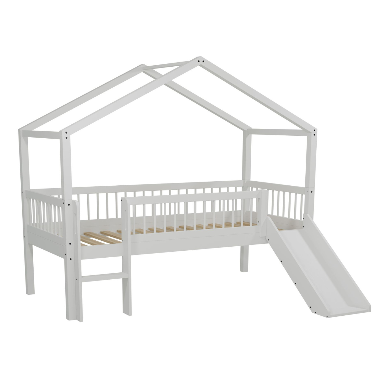 VIPACK FORREST European single house bed with slide 90 x 200cm white
