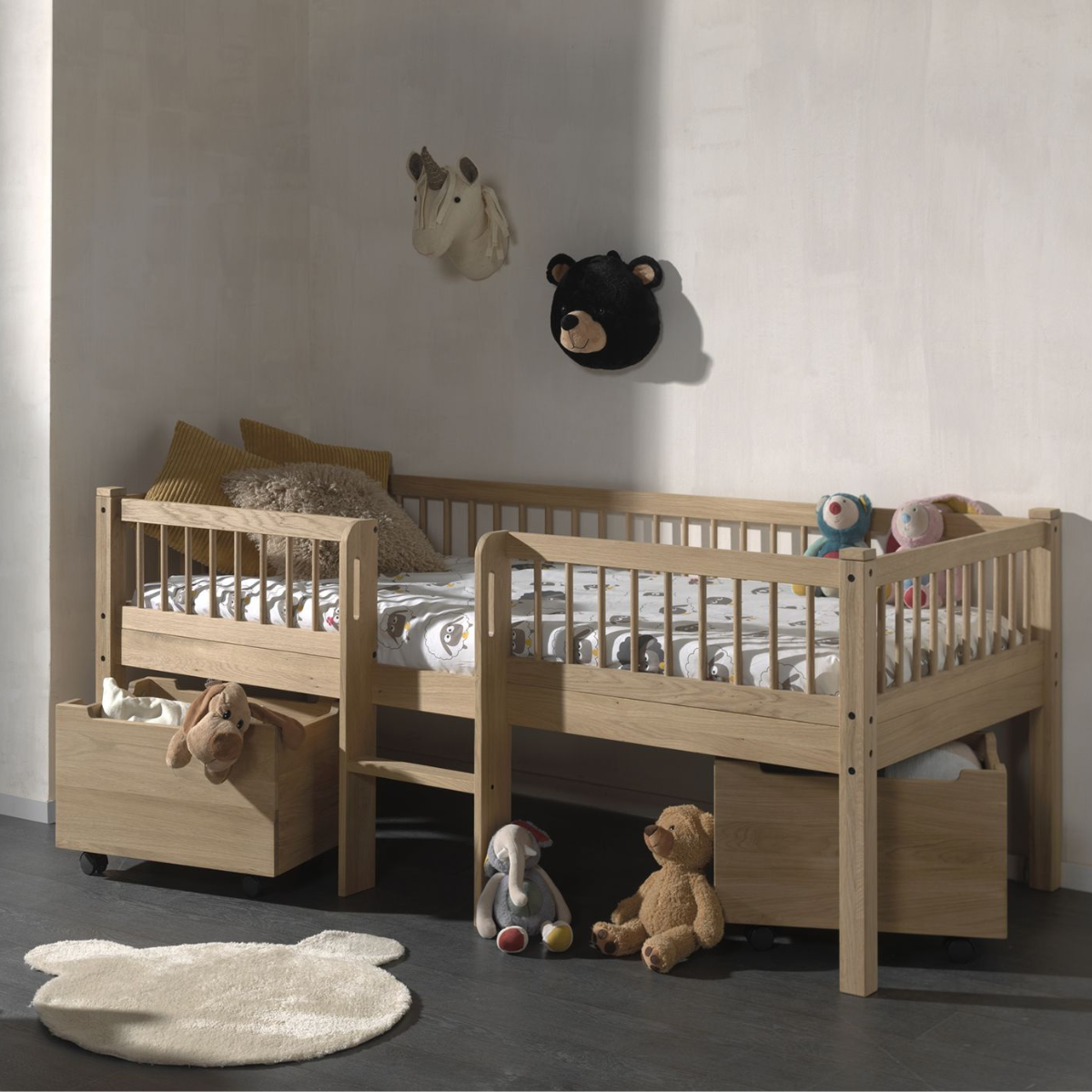 VIPACK FORREST European single mid sleeper low 90 x 200 cm Oak
