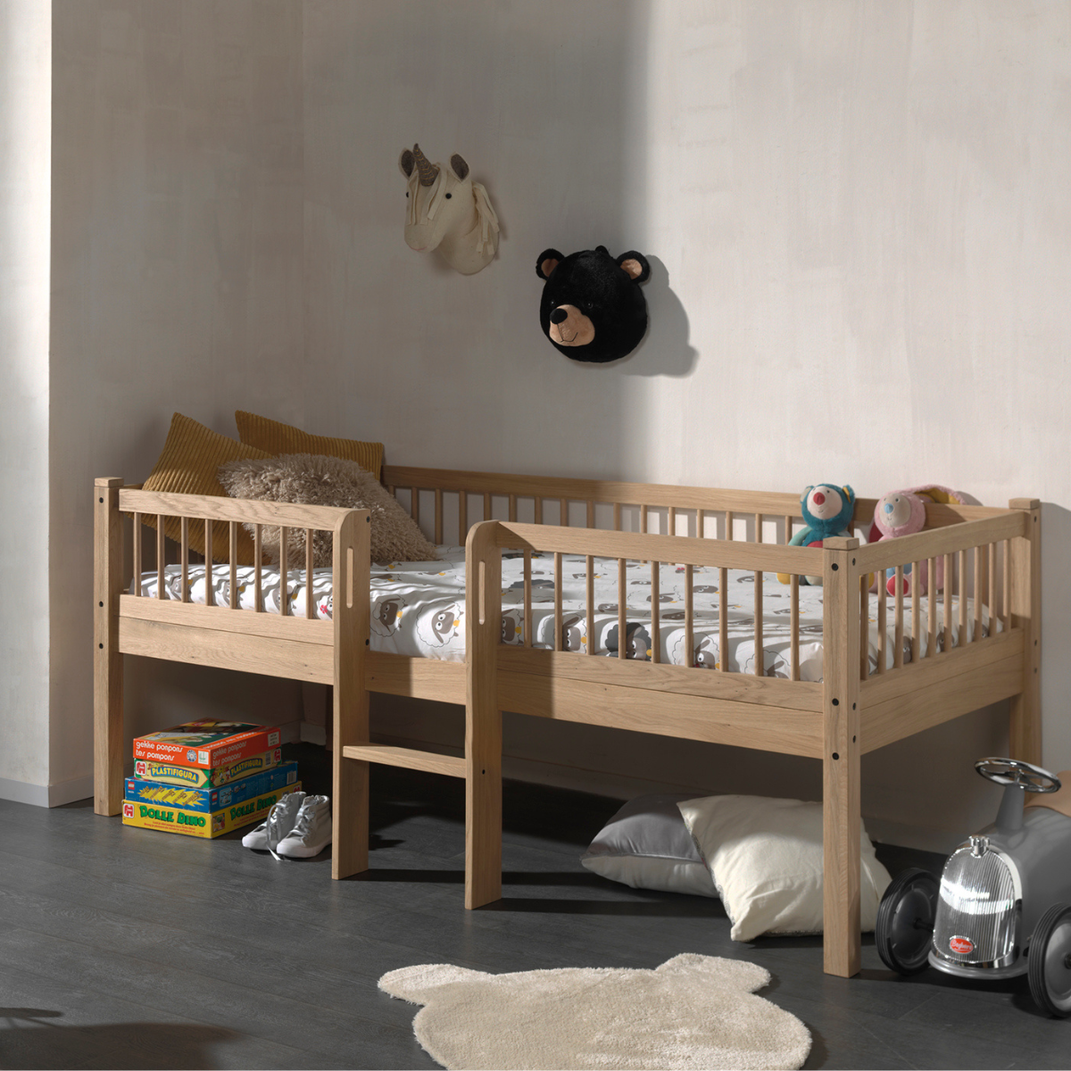 VIPACK FORREST European single mid sleeper low 90 X 200 cm Oak