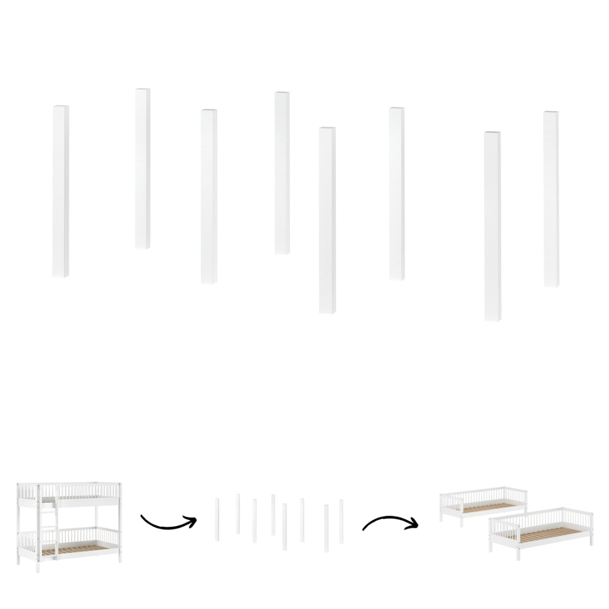 VIPACK FORREST Bunk Bed Conversion Legs White