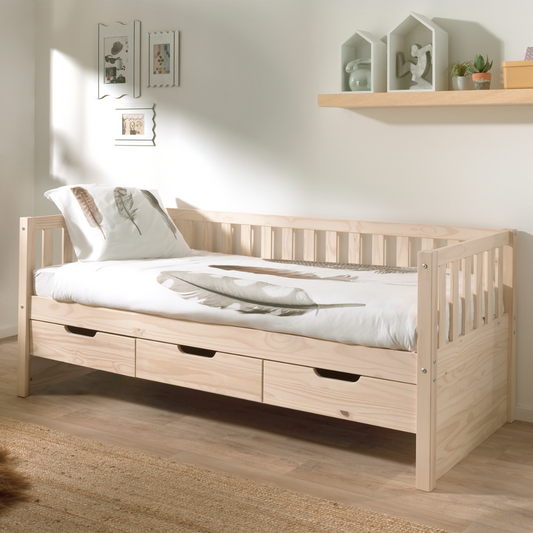 VIPACK FRITZ European single cabin bed 90 X 200cm with 3 drawers pine