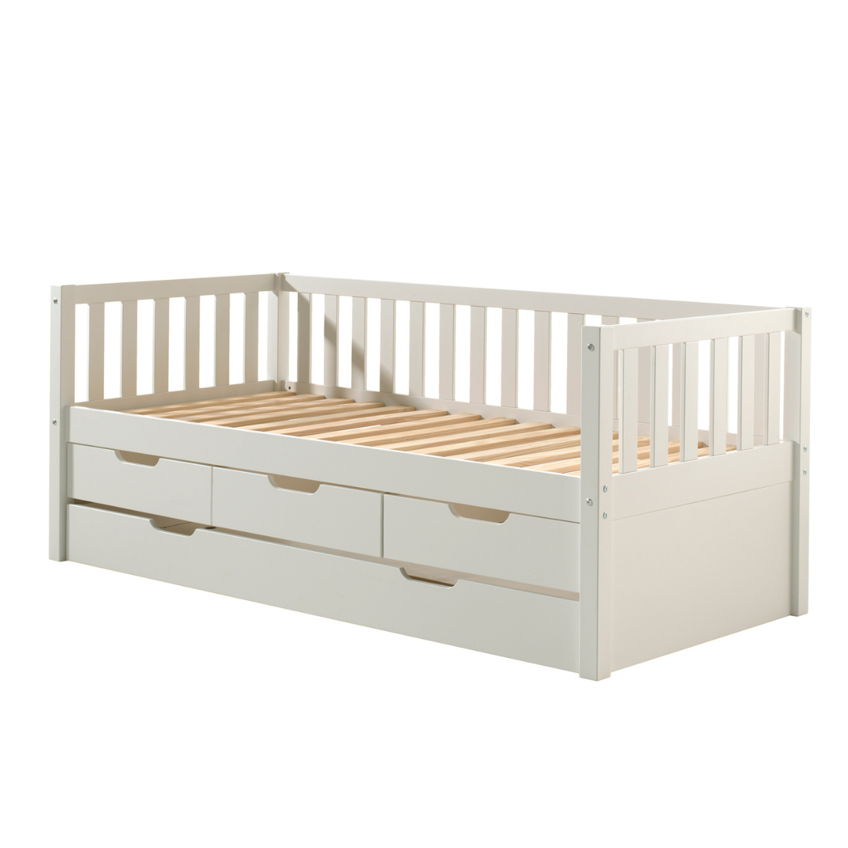 VIPACK FRITZ European single cabin bed 90 X 200cm with 3 drawers & under bed drawer white