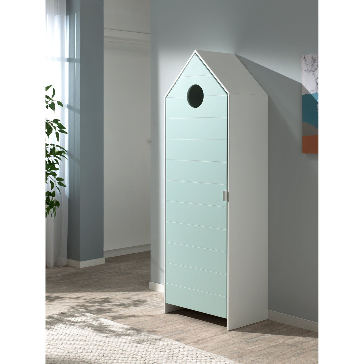 VIPACK JAXX CASAMI Beach Hut Single Wardrobe – White with Mint Door