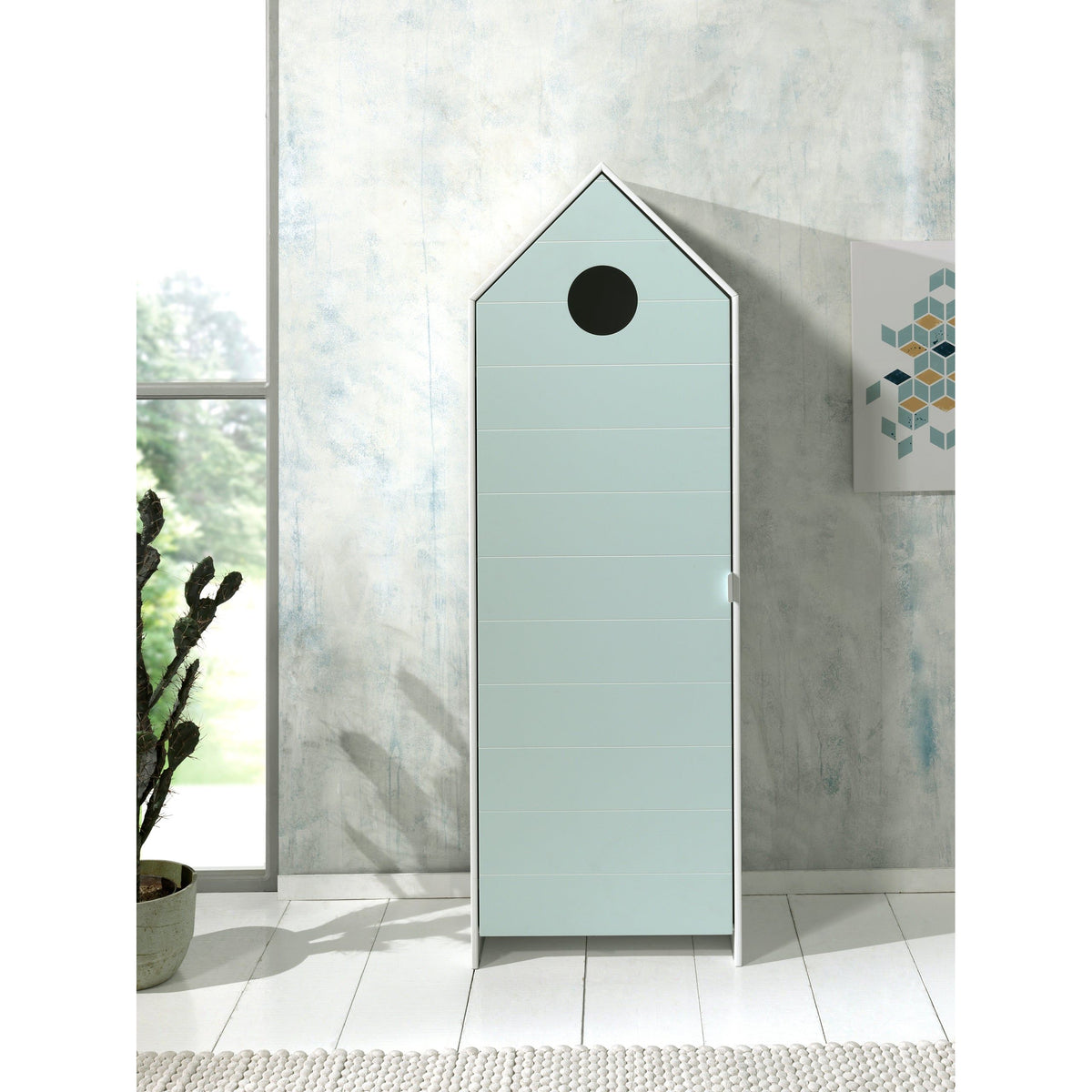 VIPACK JAXX CASAMI Beach Hut Single Wardrobe – White with Mint Door