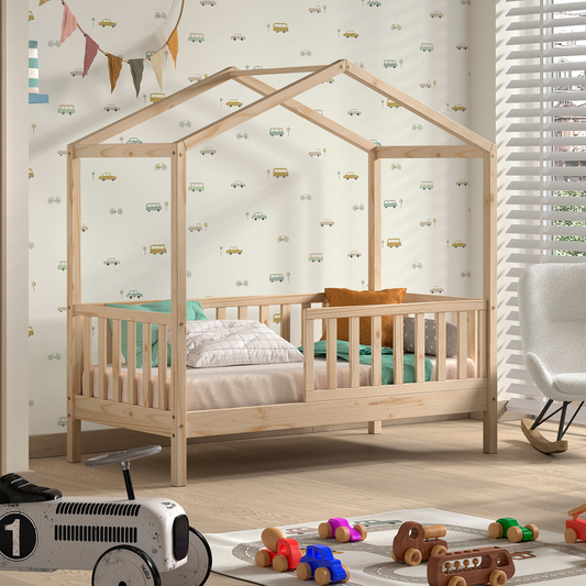 VIPACK JAXX DALLAS toddler house bed 140 x 70cm natural