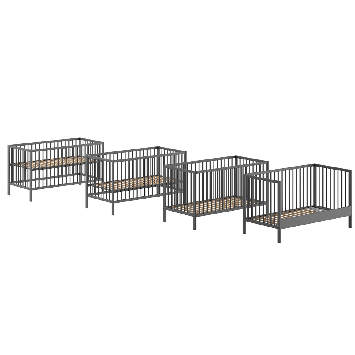 VIPACK JAXX DINO cot bed 140 x 70cm anthracite
