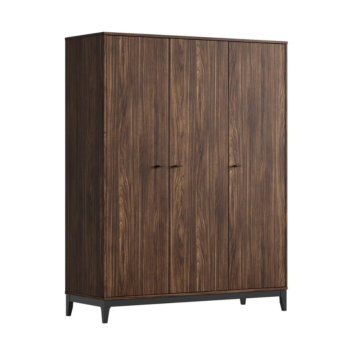 VIPACK ILYAS walnut 3 door wardrobe in on plain white background