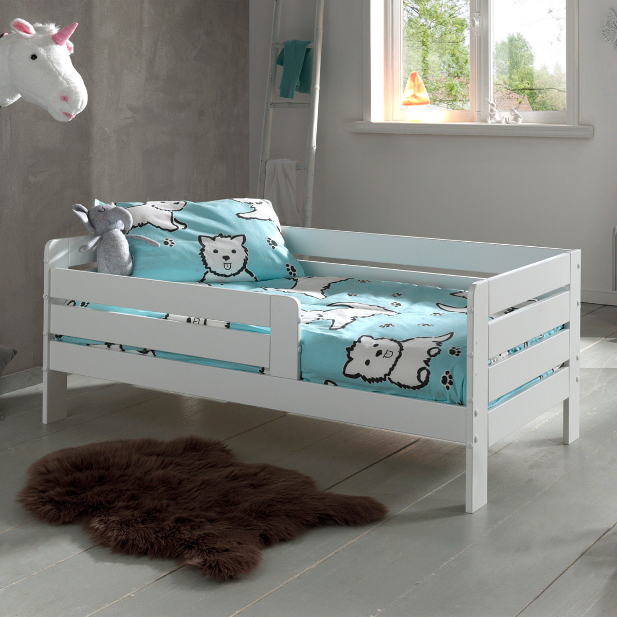 VIPACK JAXX PEUTERBED toddler bed 140 x 70cm white panel bed guard