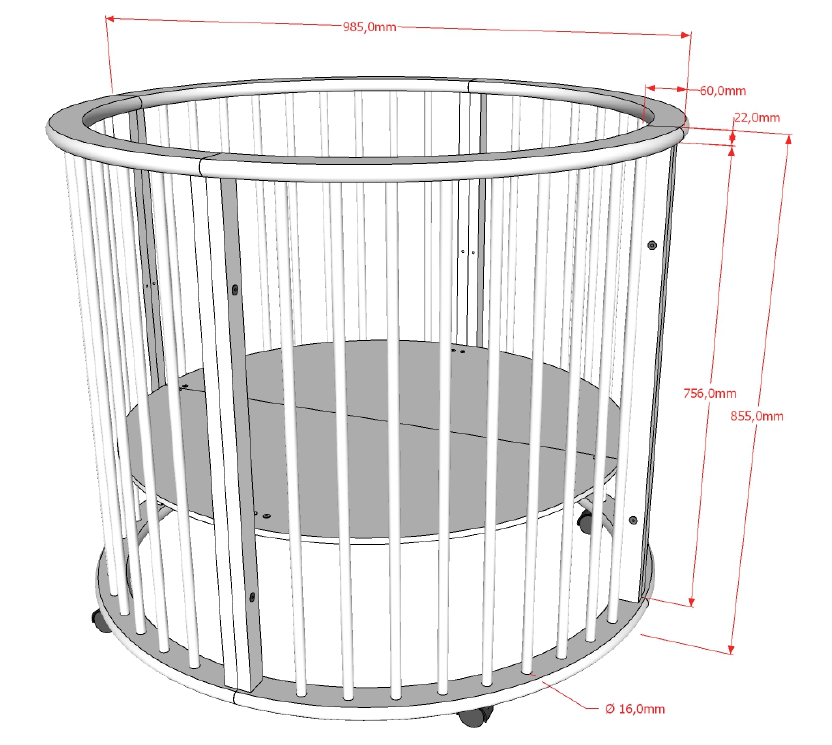 VIPACK JAXX DINO baby & toddler round wooden playpen walnut
