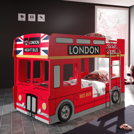 VIPACK LONDON BUS bunk bed 90 X 200cm red