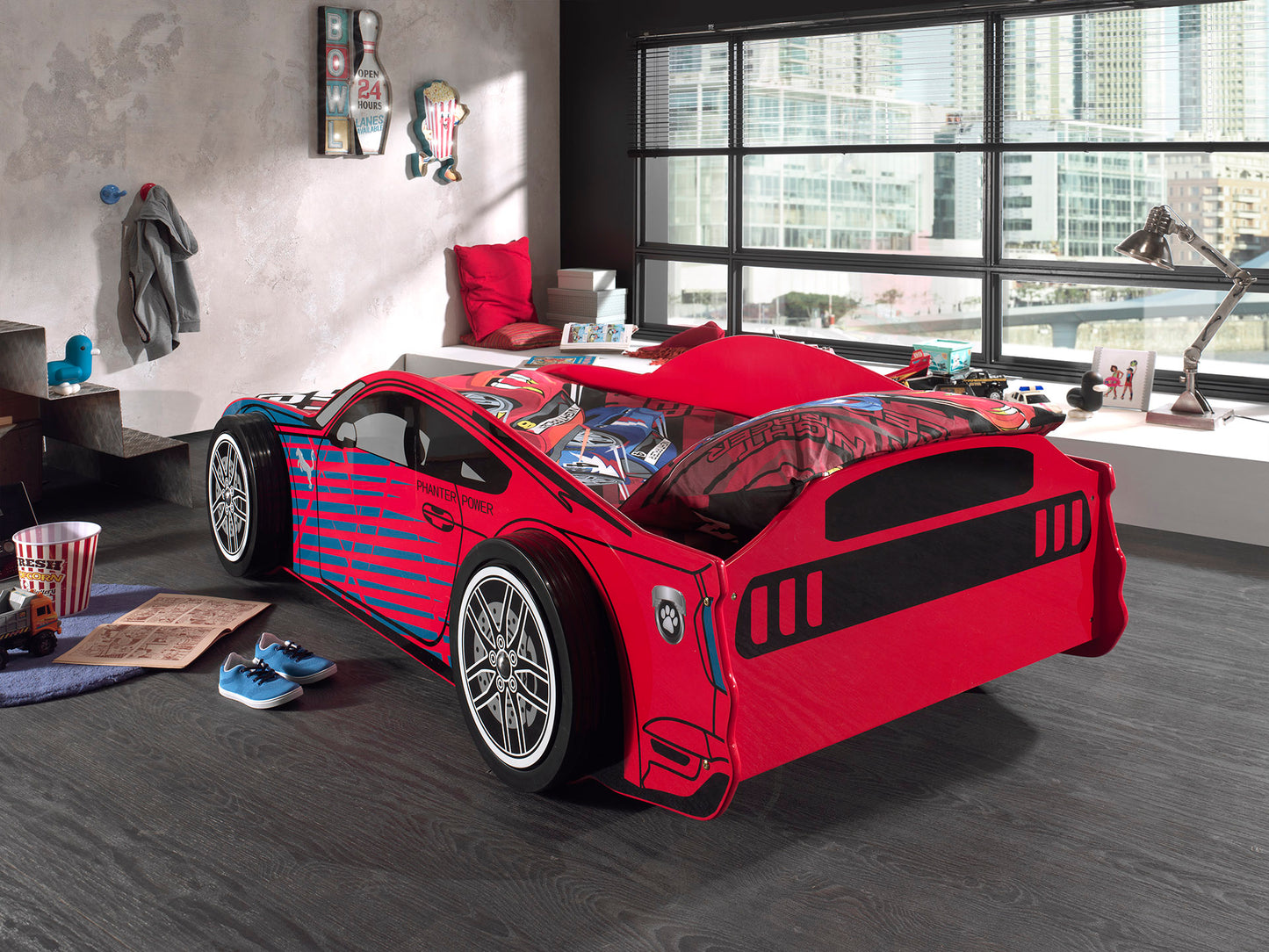VIPACK PANTHER POWER European single racing car kids bed 90 X 200cm red