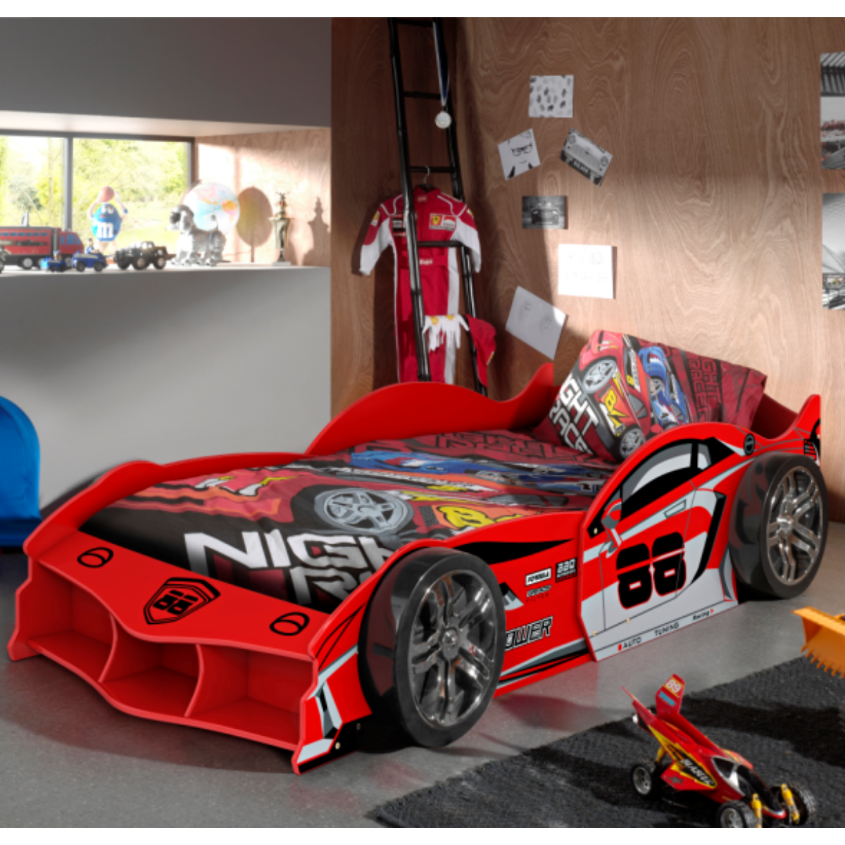 VIPACK MAX European single racing car kids bed 90 X 200cm red