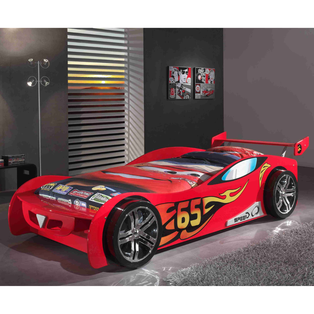 VIPACK LEMANS European single racing car kids bed 90 X 200cm red