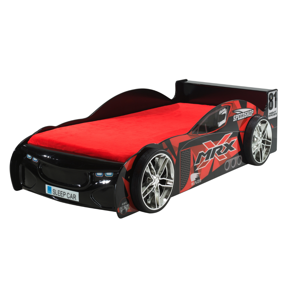 VIPACK MRX European single racing car kids bed 90 X 200cm black