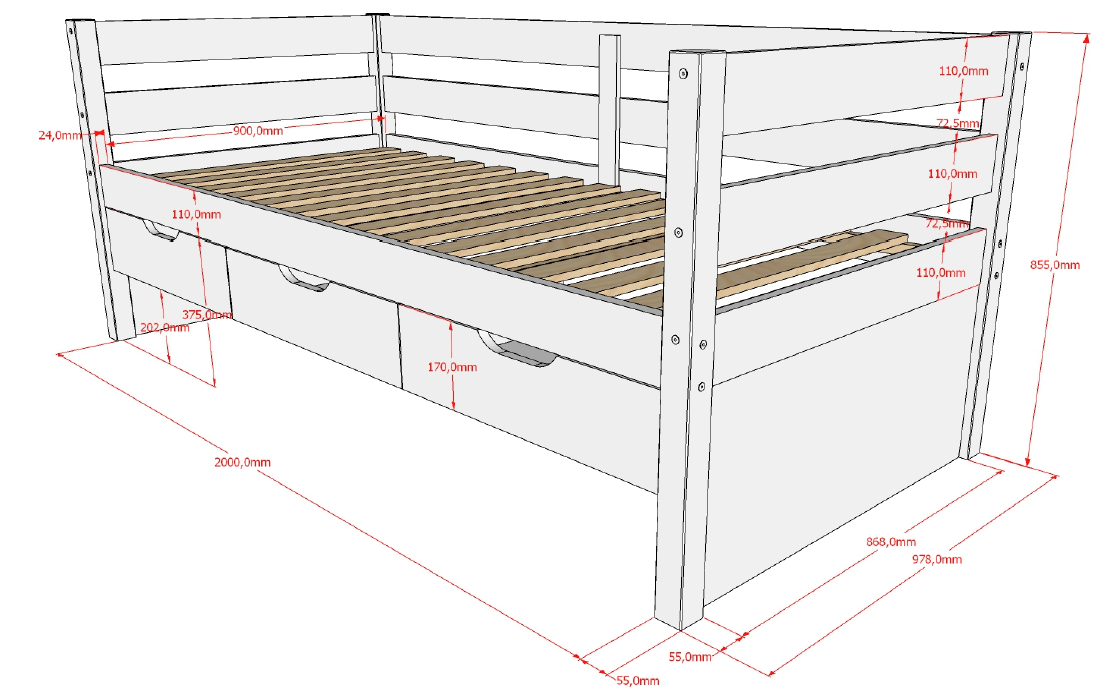 VIPACK MARGRIT European cabin bed 90 X 200 cm white