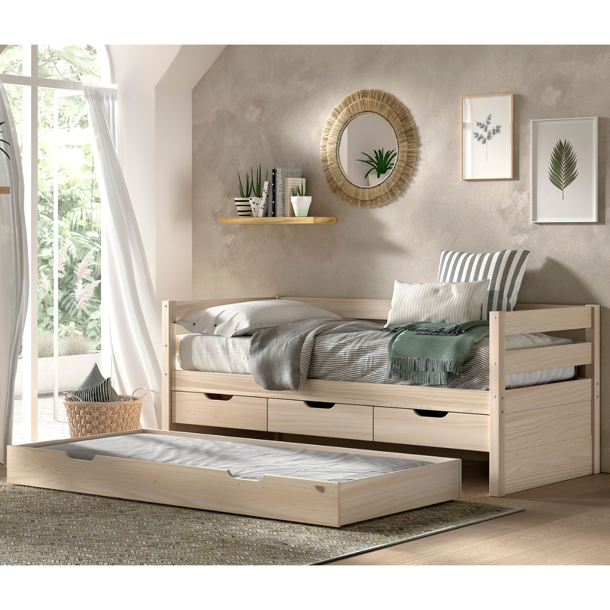 VIPACK underbed drawer milky pine