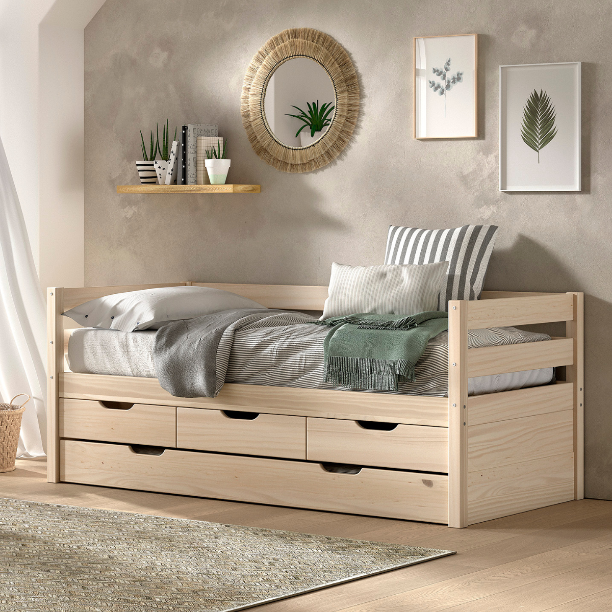 VIPACK underbed drawer milky pine