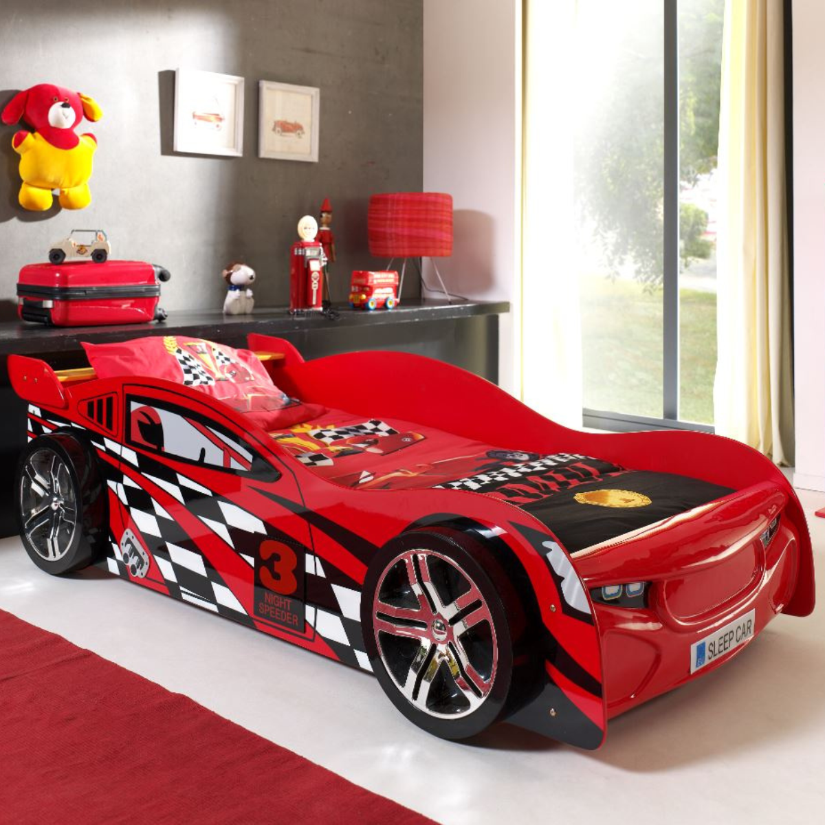 VIPACK NIGHT SPEEDER European single racing car kids bed 90 X 200cm red